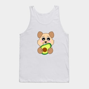 Kawaii chibi dog eating an avocado fruit Tank Top